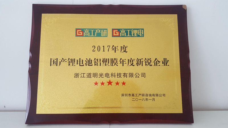 2017年度國產鋰電池鋁塑膜年度新銳企業